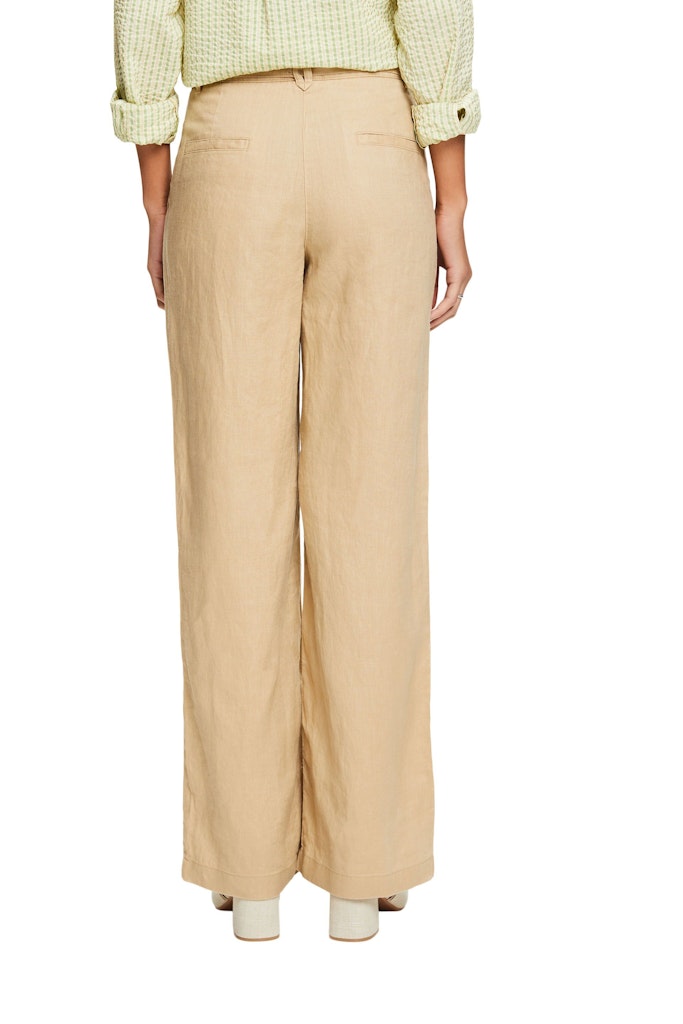 Casual Linen Wide Leg Trouser - Beige