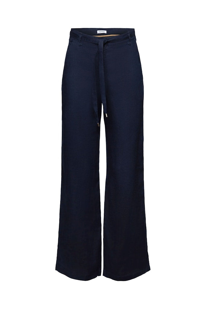 Casual Linen Wide Leg Trouser - Navy