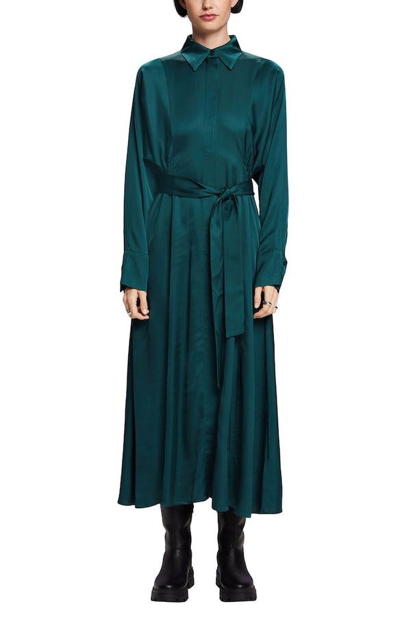 Casual Light Woven Dress - Emerald Green