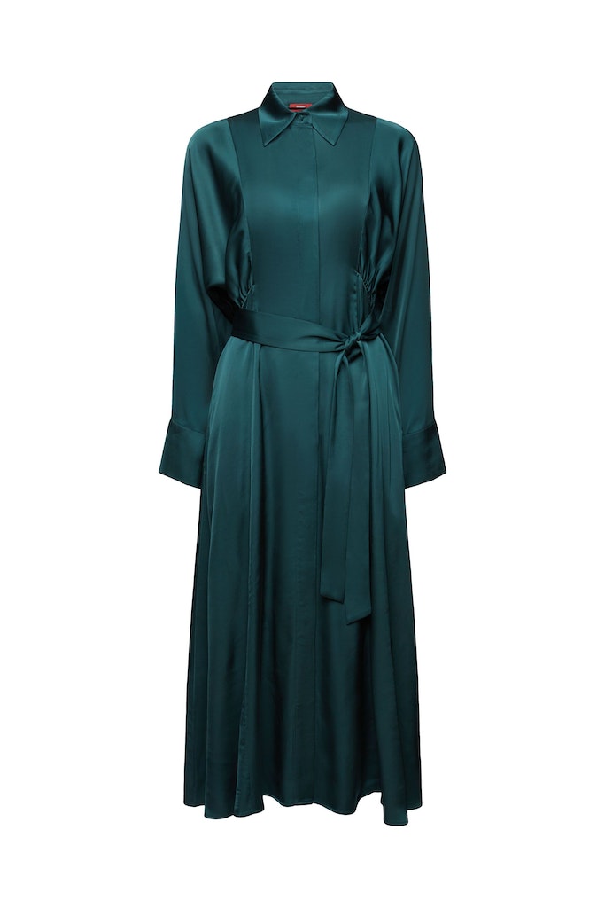 Casual Light Woven Dress - Emerald Green