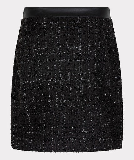 Tweed Overlap Skirt - Black