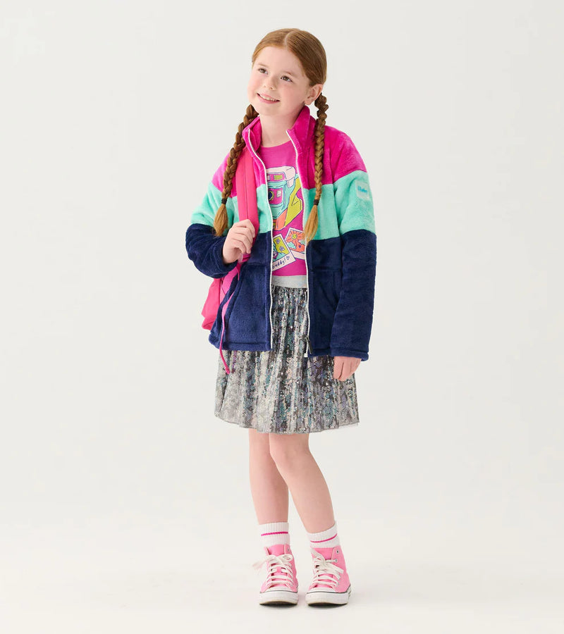 Colourblock Stripes Fuzzy Fleece - Colorblock Stripes