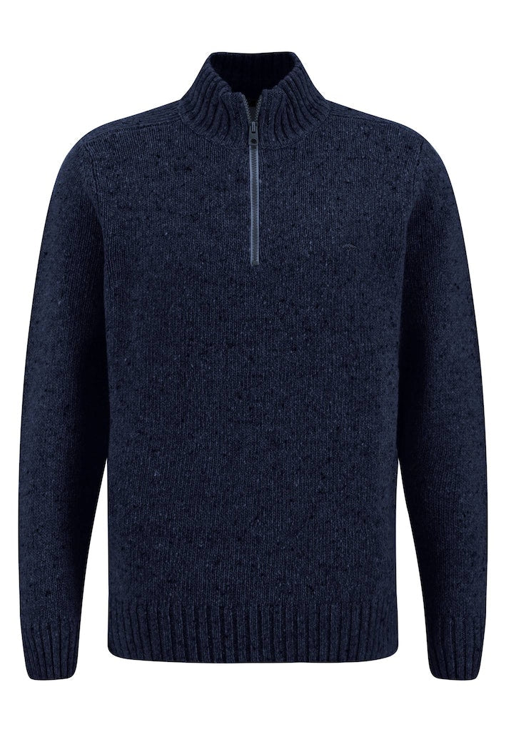 Wool Mix Troyer Zip Jumper - Navy