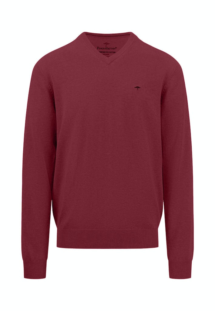 V Neck Jumper - Ruby Red