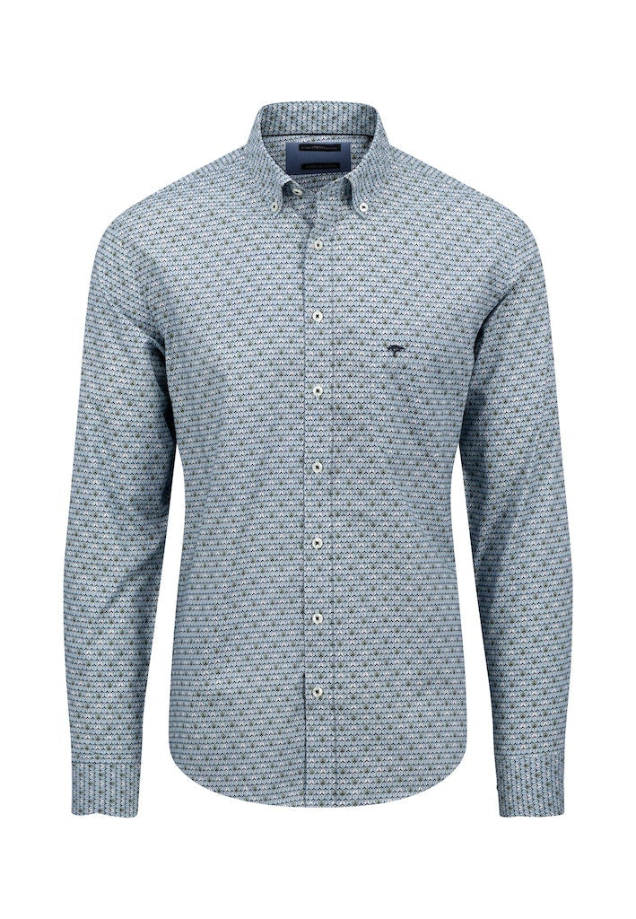 Print Button Down - Blue