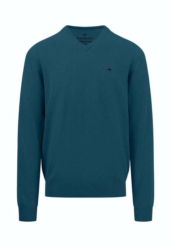 V Neck Jumper - Drak Teal