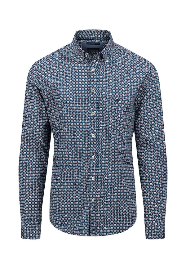 Print Button Down - Dark Teal