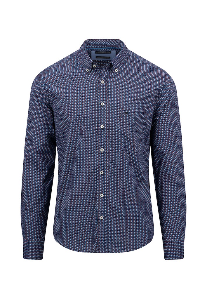 Button Down Print Shirt - Navy