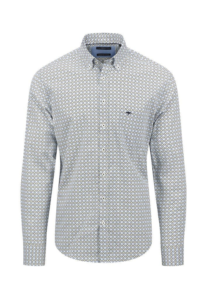 Print Button Down - Light Khaki