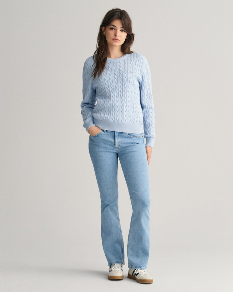 Shield Cable Round Neck Jumper - Fresh Blue