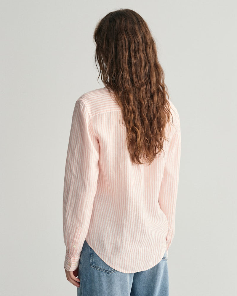 Linen Stripe Shirt - Peachy Pink