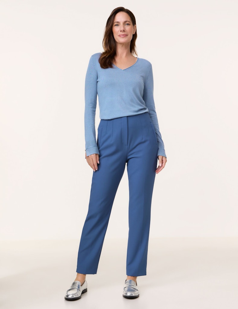 Blue Dimension Crop Trouser - Blue Steel