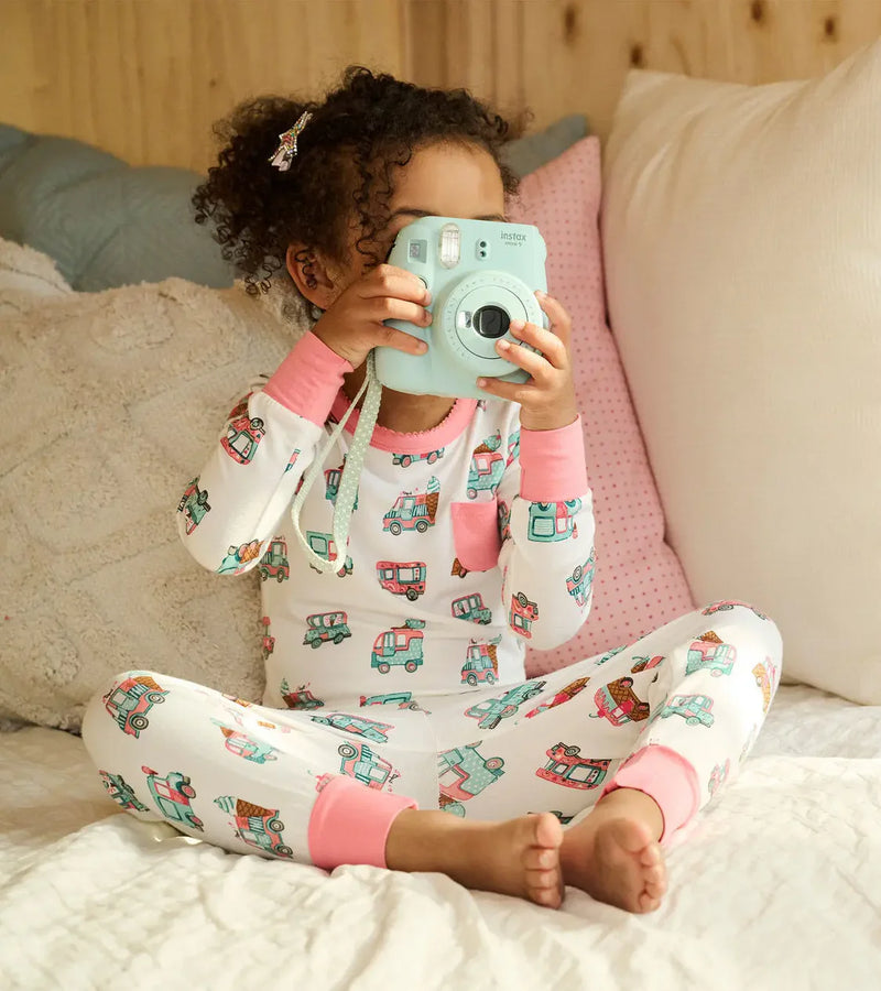 Ice Cream Trucks Pyjama Set - White