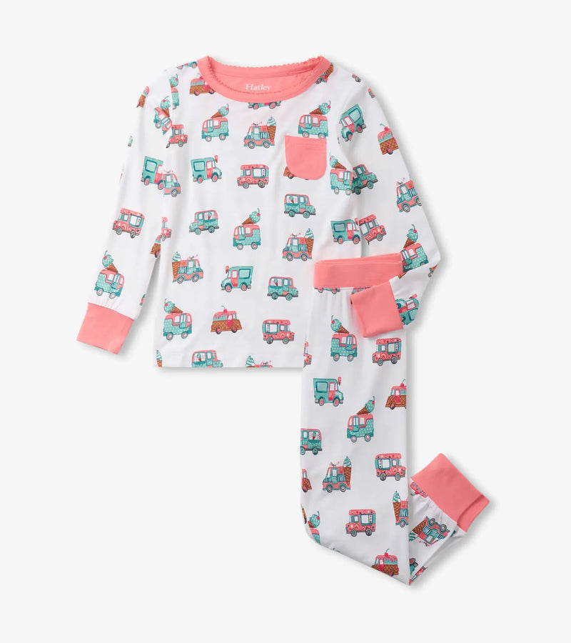 Ice Cream Trucks Pyjama Set - White