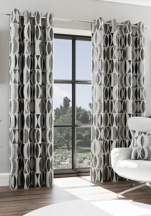 Himalaya Onyx Readymade Eyelet Curtains - 90" x 90"