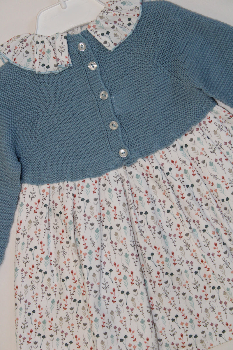 Baby Dress and Bonnet - Cloud Blue