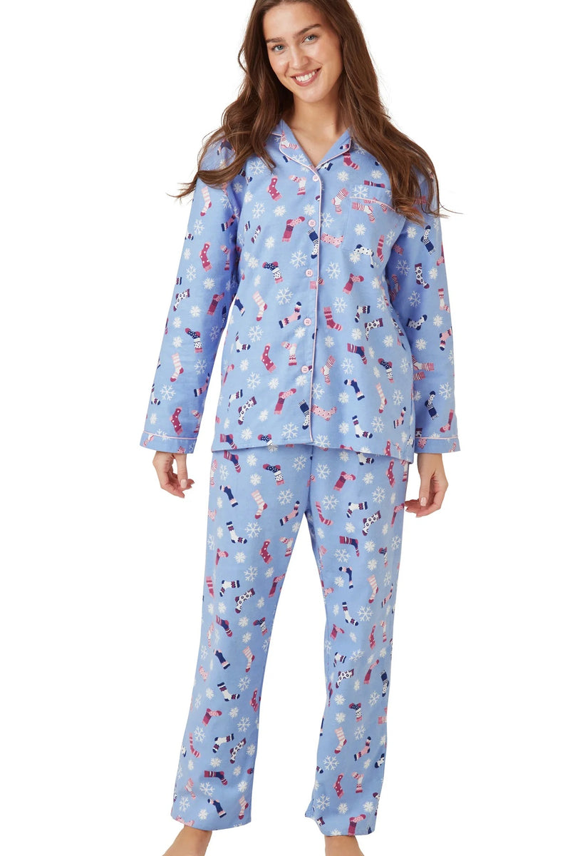 Sock Print Wincey Pyjama - Blue