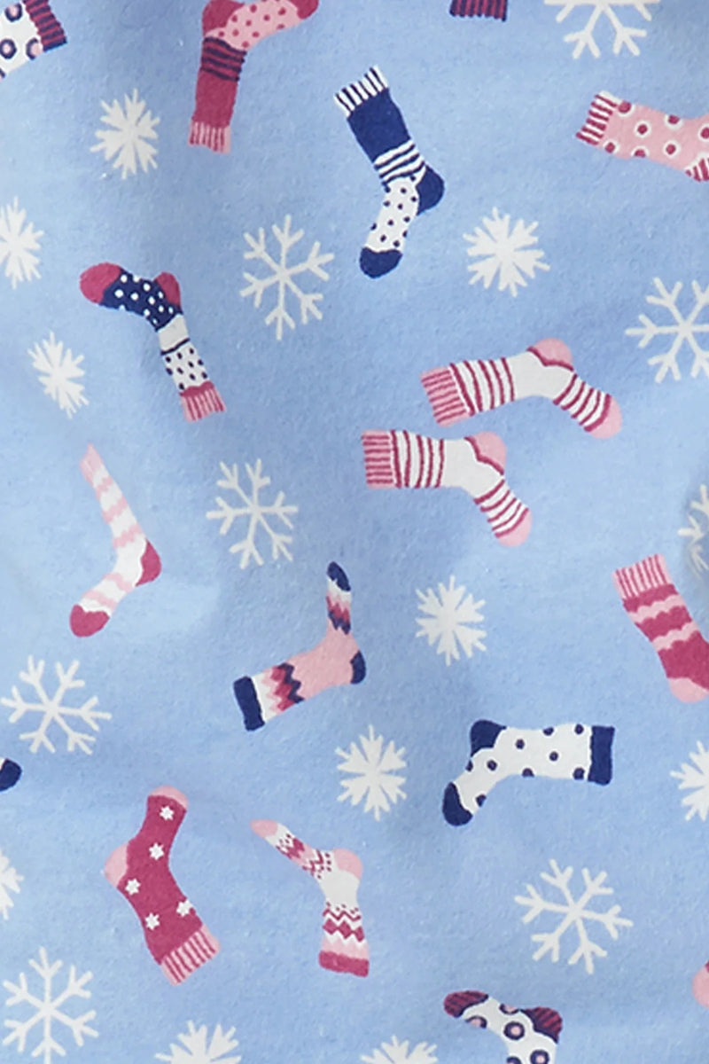 Sock Print Wincey Pyjama - Blue