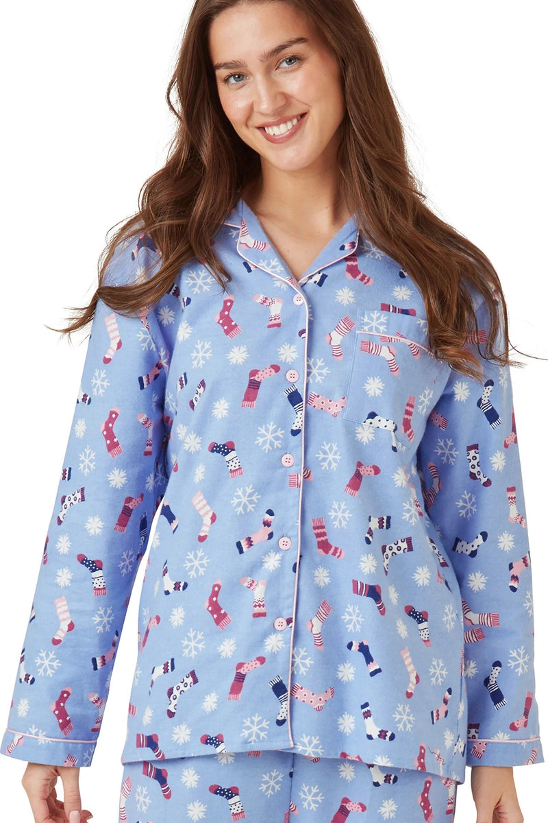 Sock Print Wincey Pyjama - Blue