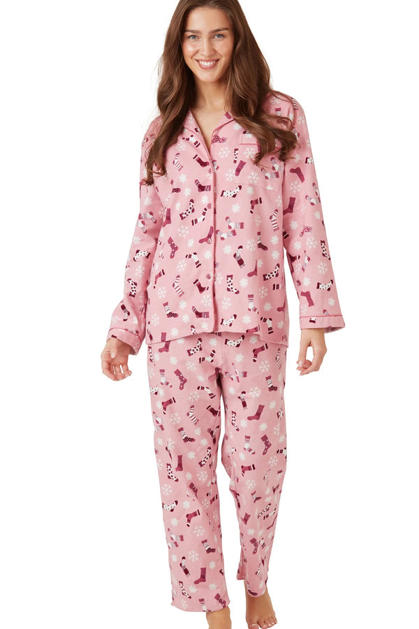 Sock Print Wincey Pyjama - Pink