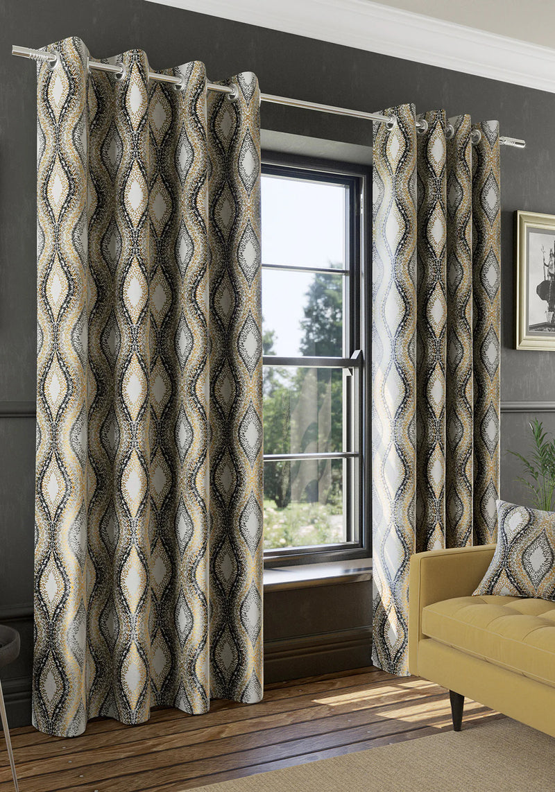 Inca Eyelet Readymade Curtains - Ochre