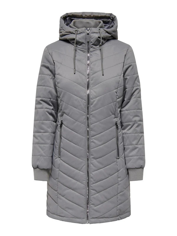 Bonie Long Hooded Jacket - Steel Grey