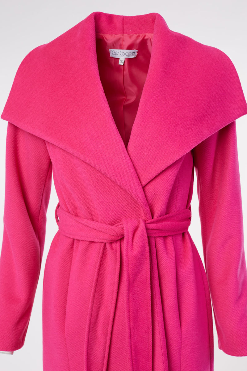 Collar Wrap Coat - Hot Pink