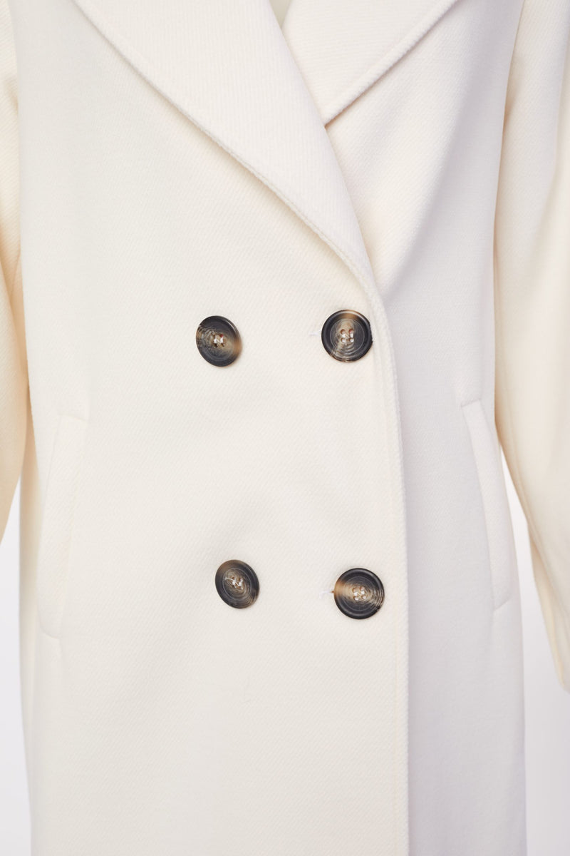 Pleated Cuff Coat - Off White