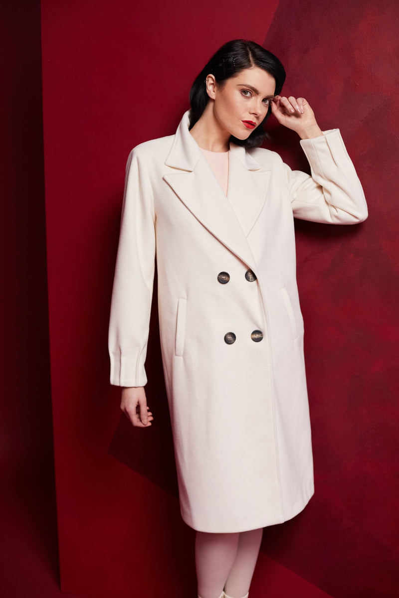 Pleated Cuff Coat - Off White