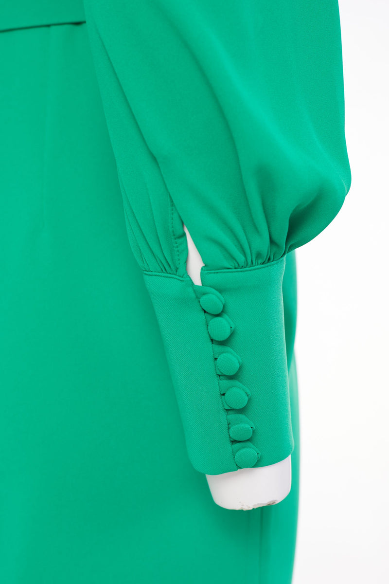 Pleated Top &amp; Belt Dress - Kelly Green