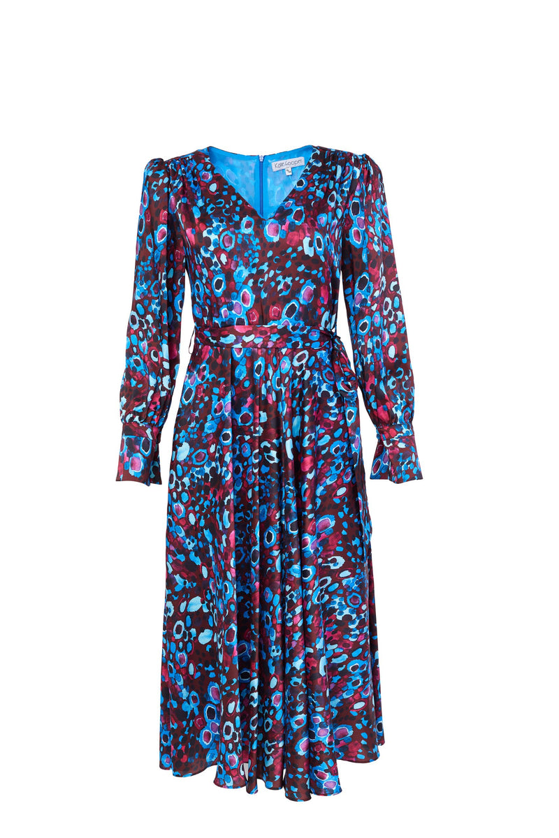 Print Flared Dress - French Blue