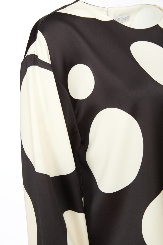 Spot Round Neck Shirt - Black/cream