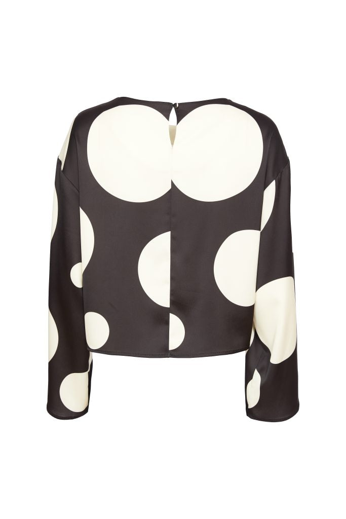 Spot Round Neck Shirt - Black/cream