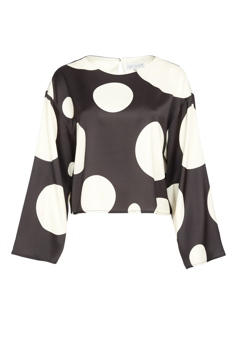 Spot Round Neck Shirt - Black/cream