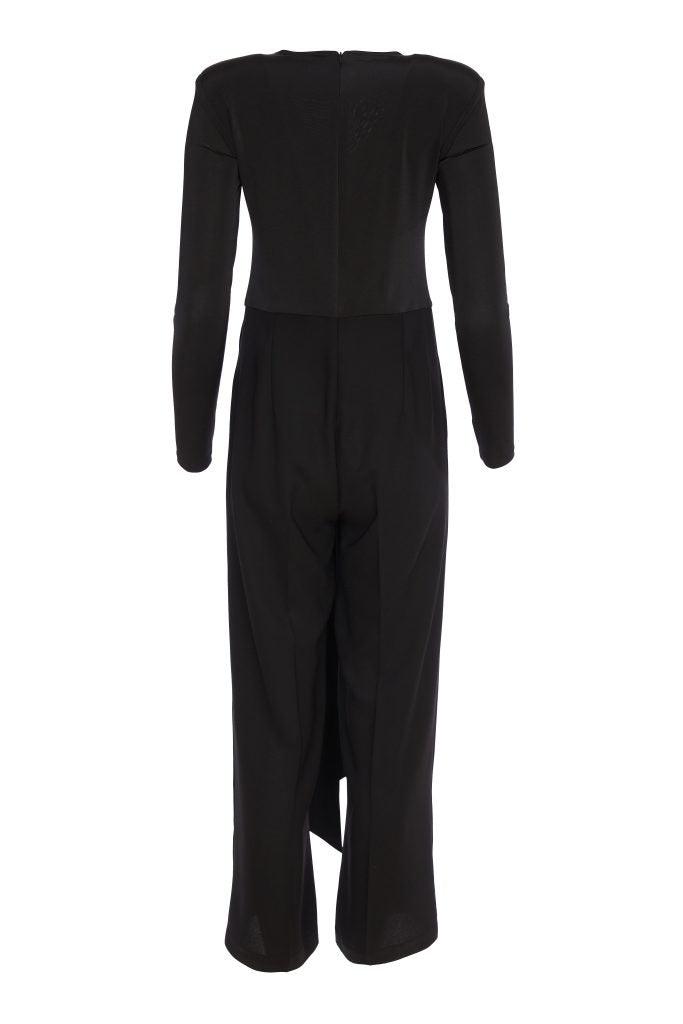 Front Pleat Detail Jumpsuit - Black