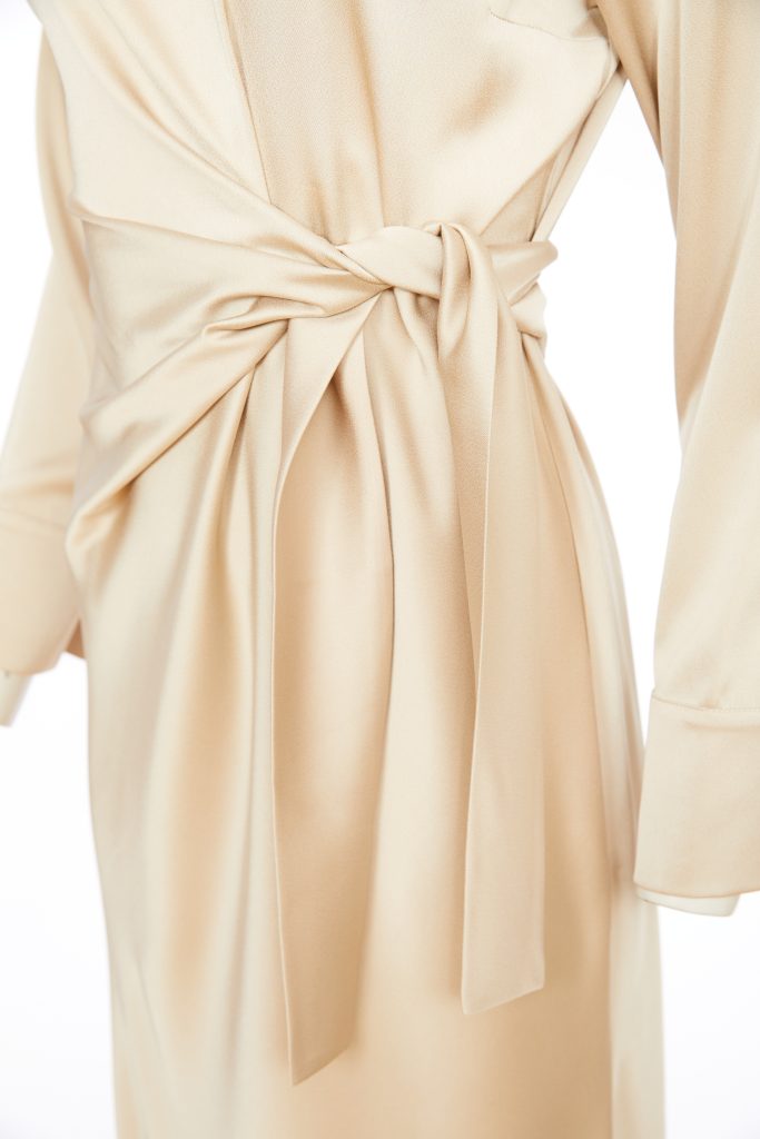 Wrap Satin Dress - Sand