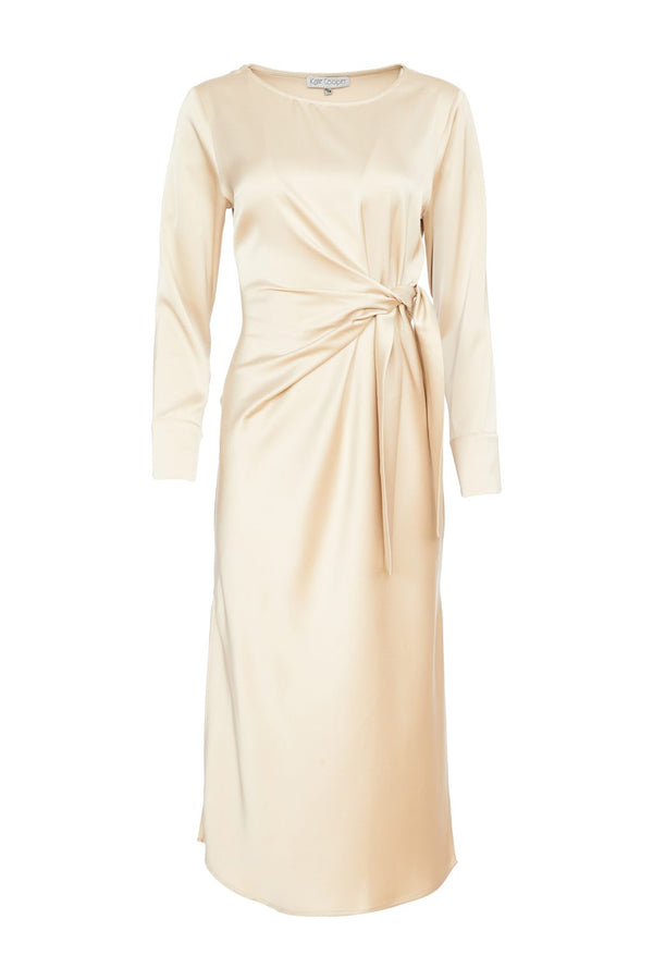 Wrap Satin Dress - Sand