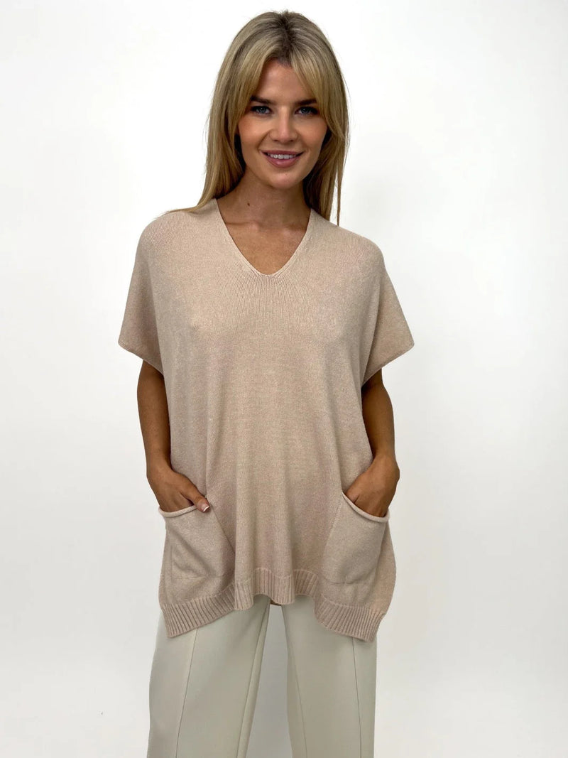 Anna Short Sleeve Jumper - Beige