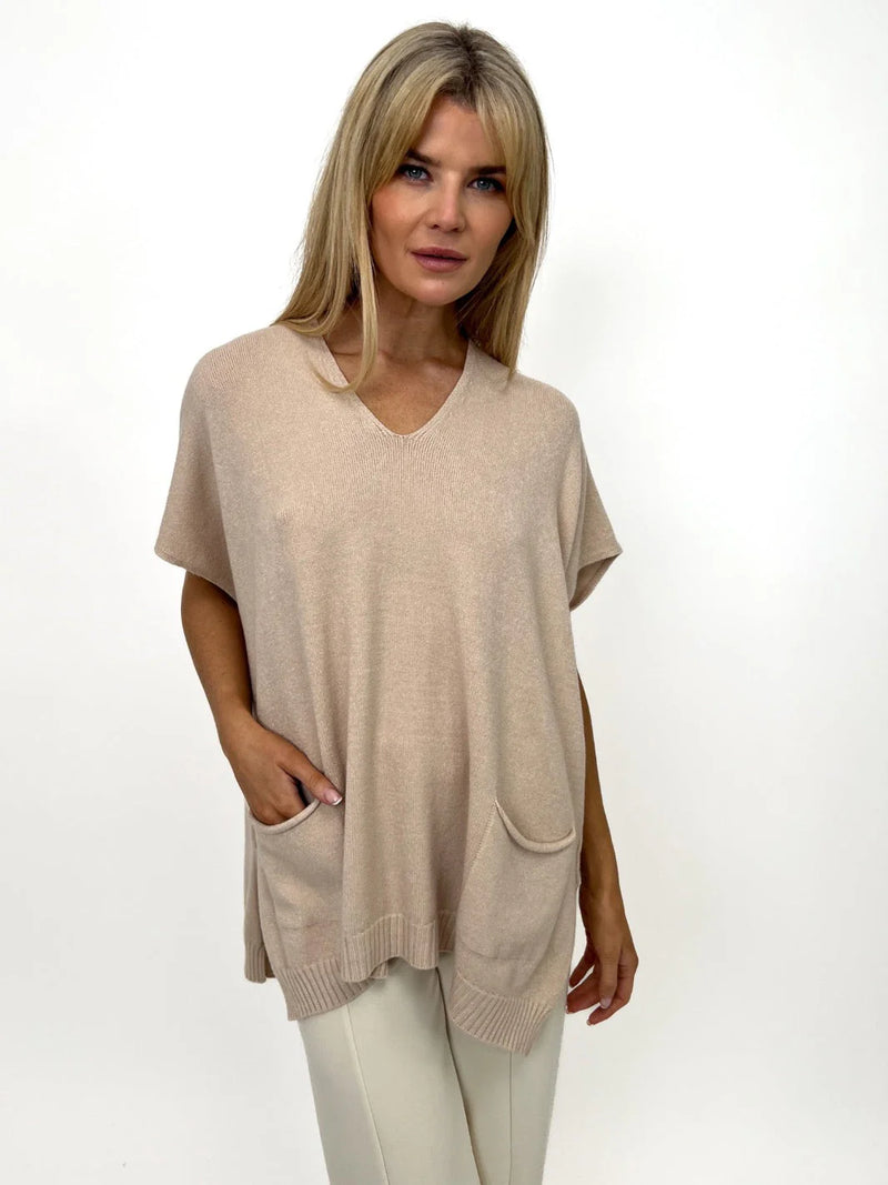 Anna Short Sleeve Jumper - Beige