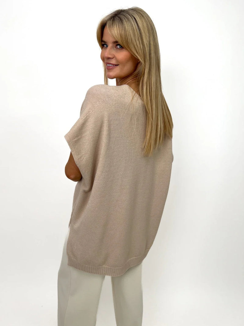 Anna Short Sleeve Jumper - Beige