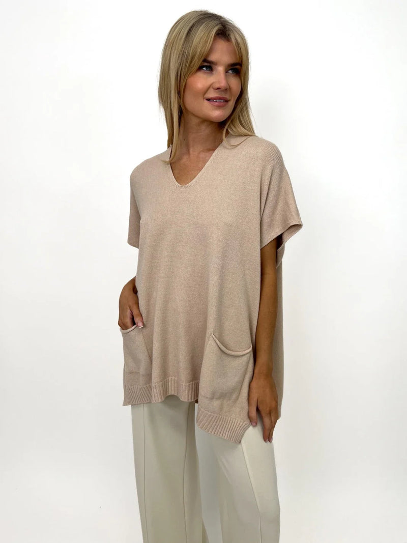 Anna Short Sleeve Jumper - Beige