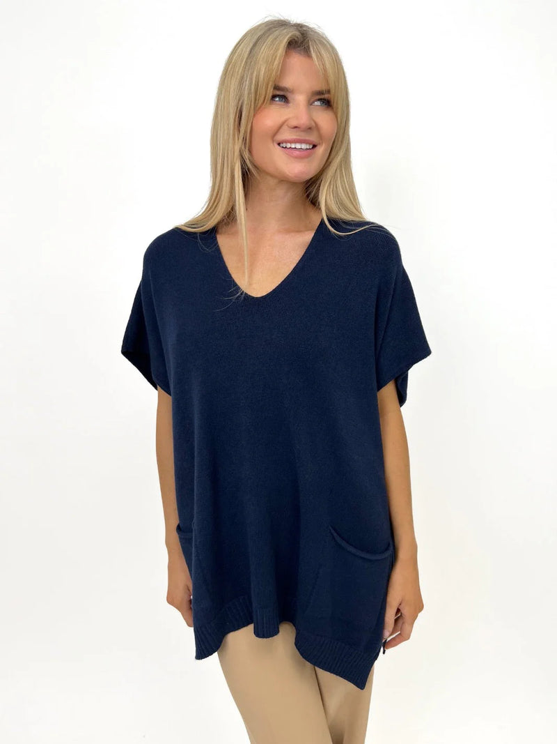 Anna Short Sleeve Jumper - Navy