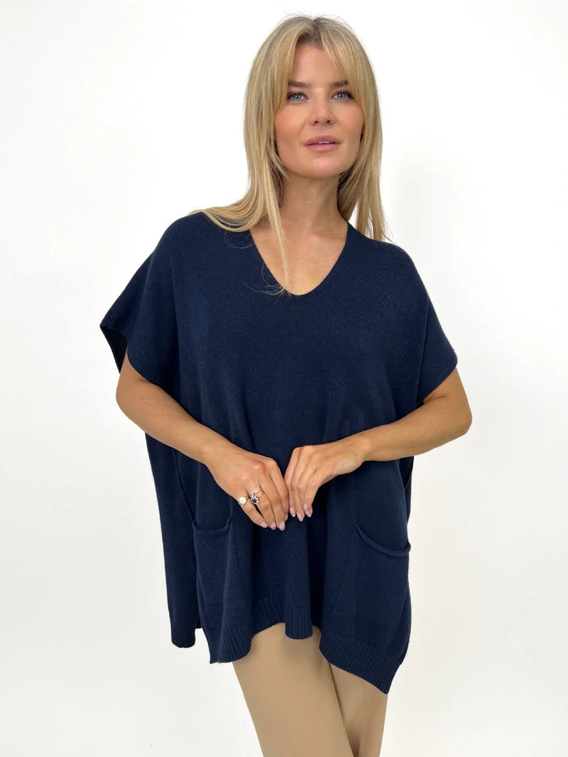 Anna Short Sleeve Jumper - Navy