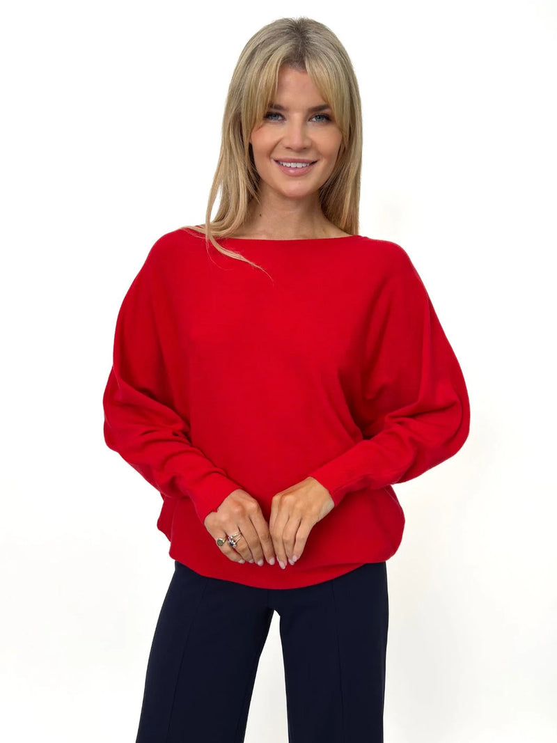 Elba Pearl Detail Jumper - Red