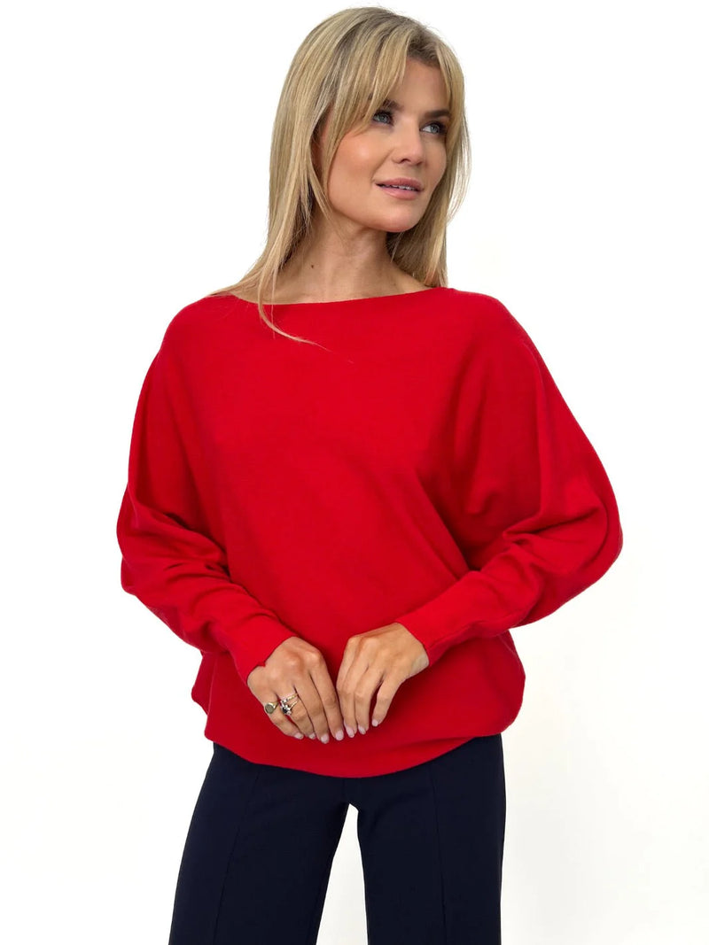 Elba Pearl Detail Jumper - Red