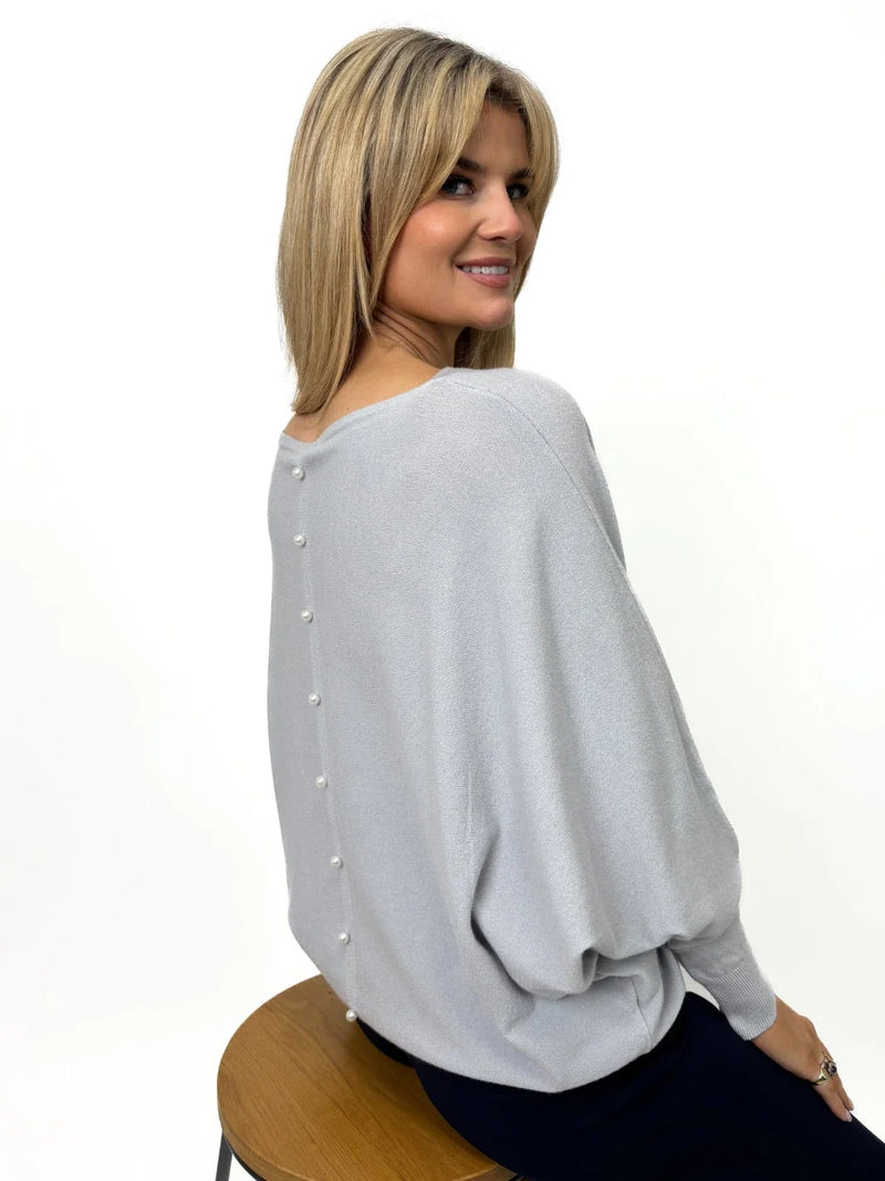 Elba Pearl Detail Jumper - Grey