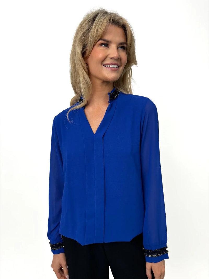 Kira V Neck Top - Blue