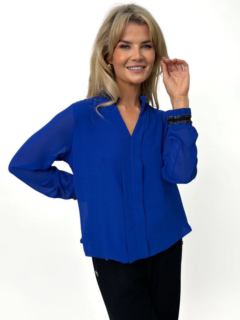 Kira V Neck Top - Blue