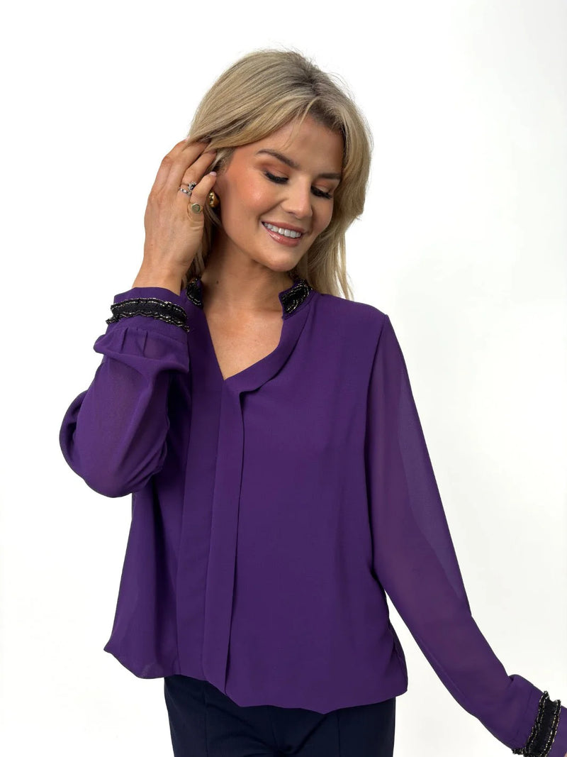 Kira V Neck Top - Purple