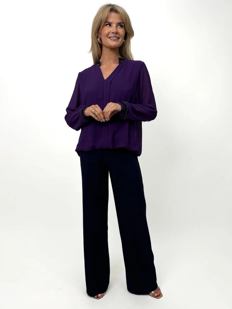 Kira V Neck Top - Purple